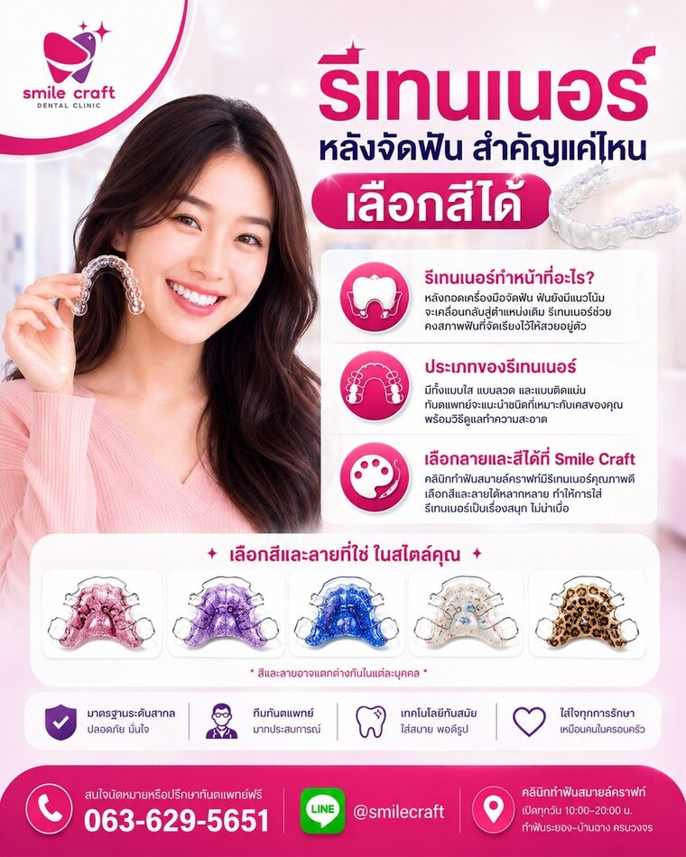 รีเทนเนอร์หลังจัดฟัน สำคัญแค่ไหน เลือกสีได้